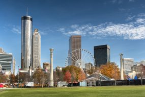 Downtown city skyline view of Atlanta Georgia USA.