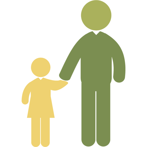 Custom icon shows illustrated child holding hands with a taller person, an adult figure