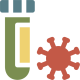 Custom icon shows illustrated COVID-19 test tube with red COVID particle