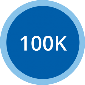 The number of100,000 shown in a blue circle.