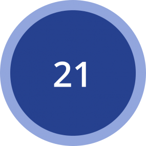 The number of 21 shown in a purple circle.