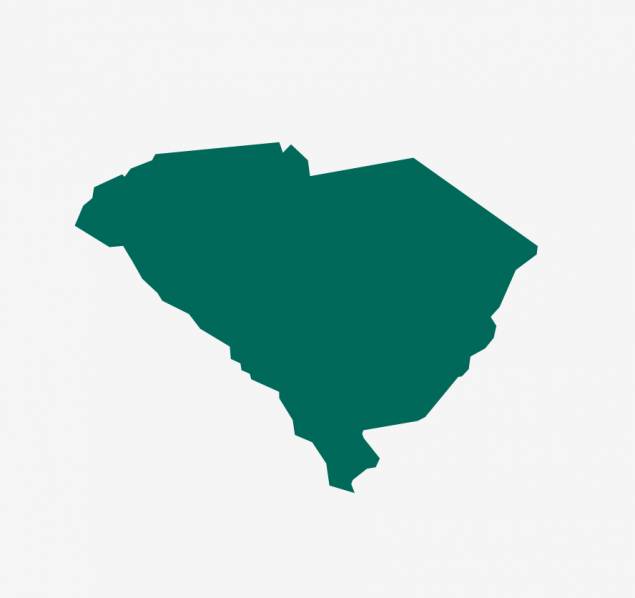 Map of the state of South Carolina.