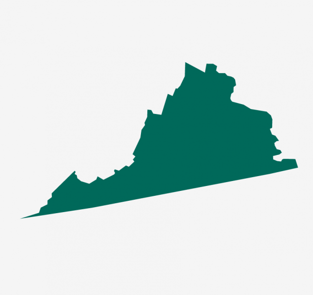 Map of the state of Virginia.