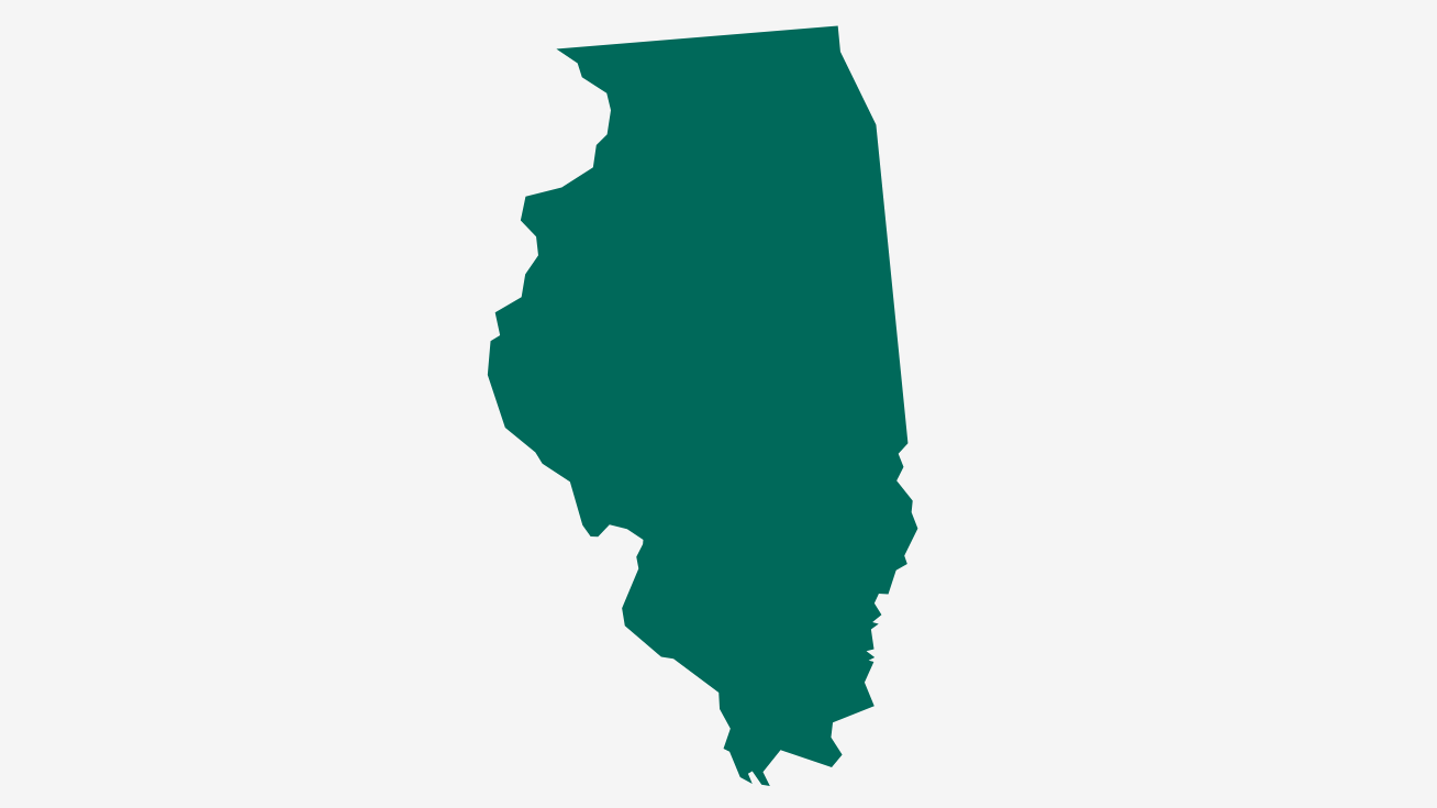 Map of the state of Illinois.