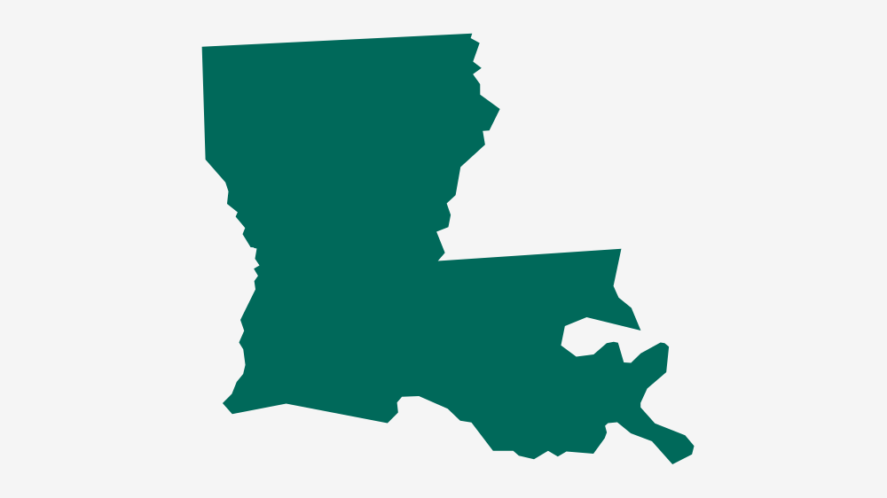 Map of the state of Louisiana., Map of the state of Louisiana.