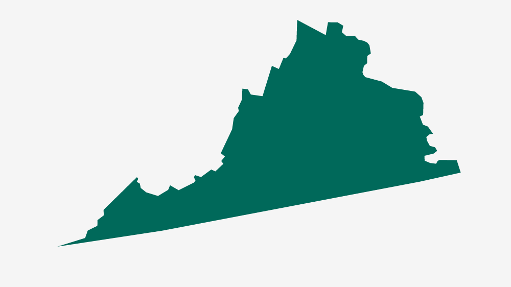 Map of the state of Virginia.