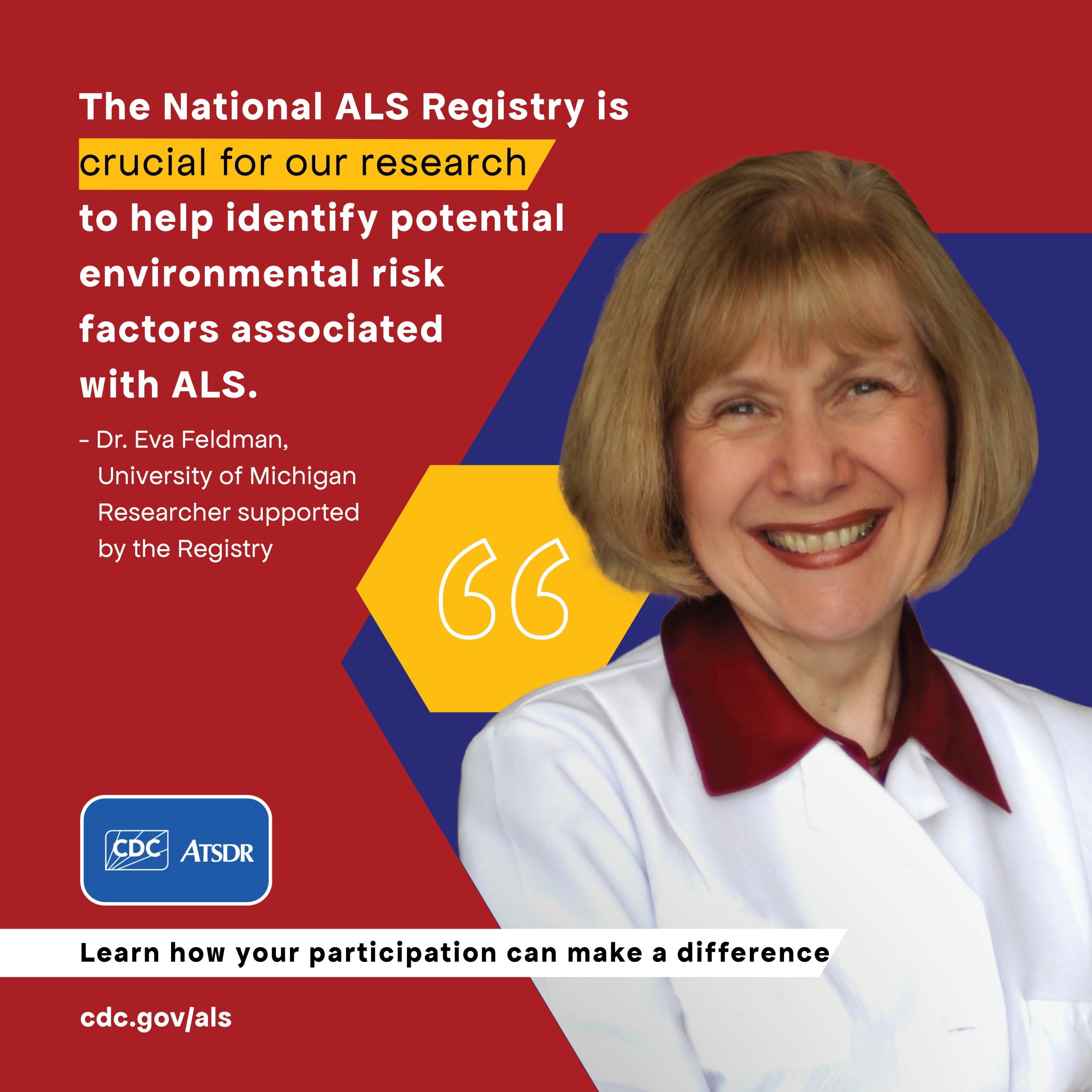 Research-5 The National ALS Registry is crucial for our research to help identify potential environmental risk factors associated with ALS - Dr. Eva Feldman
