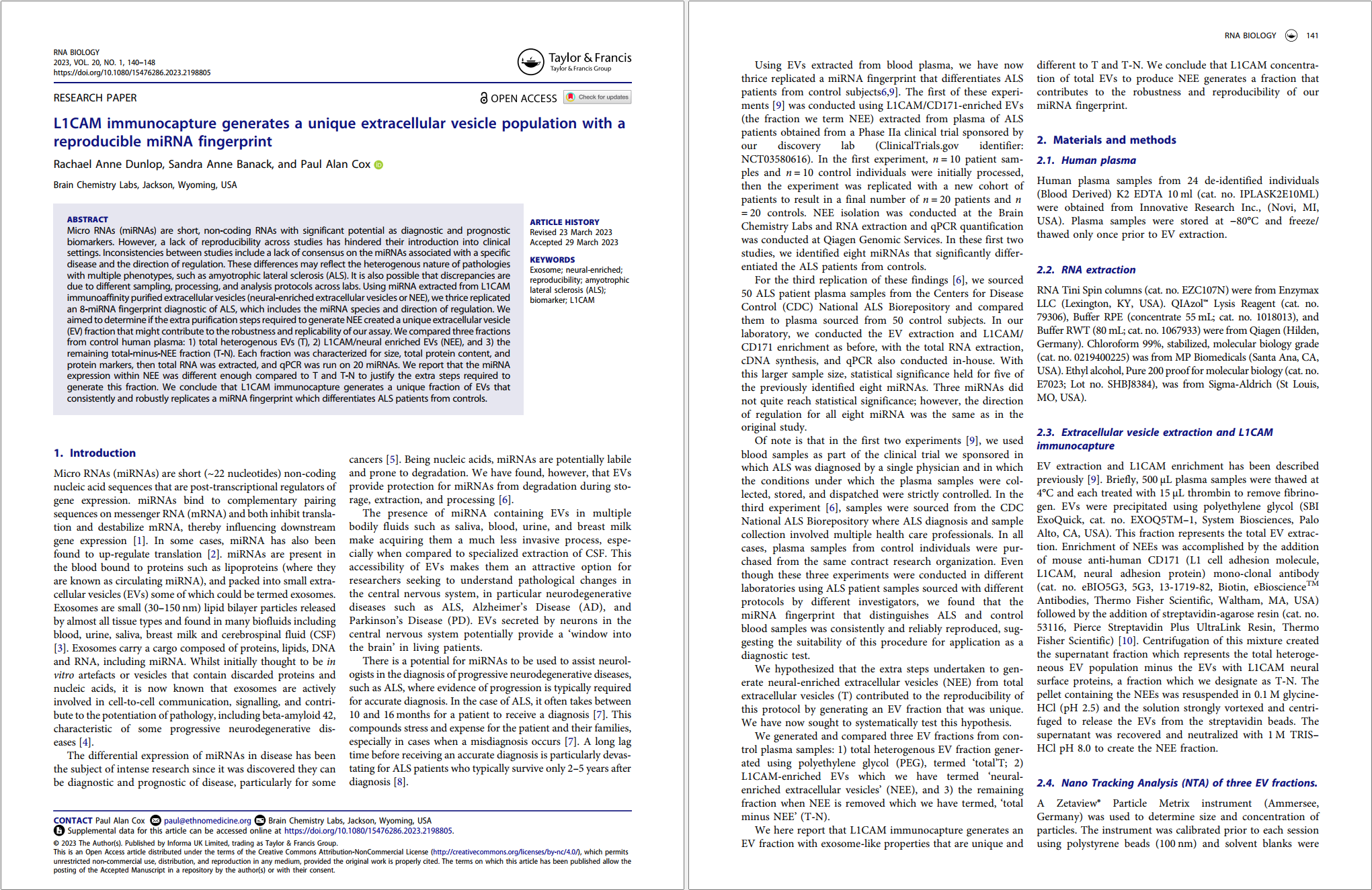 Dunlop et. al. 2023 (L1CAM) Screenshot of the first two pages of Dunlop L1CAM paper