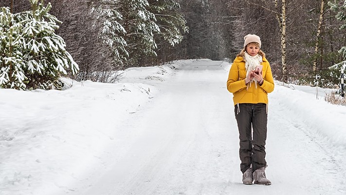 A person standing in the snow.