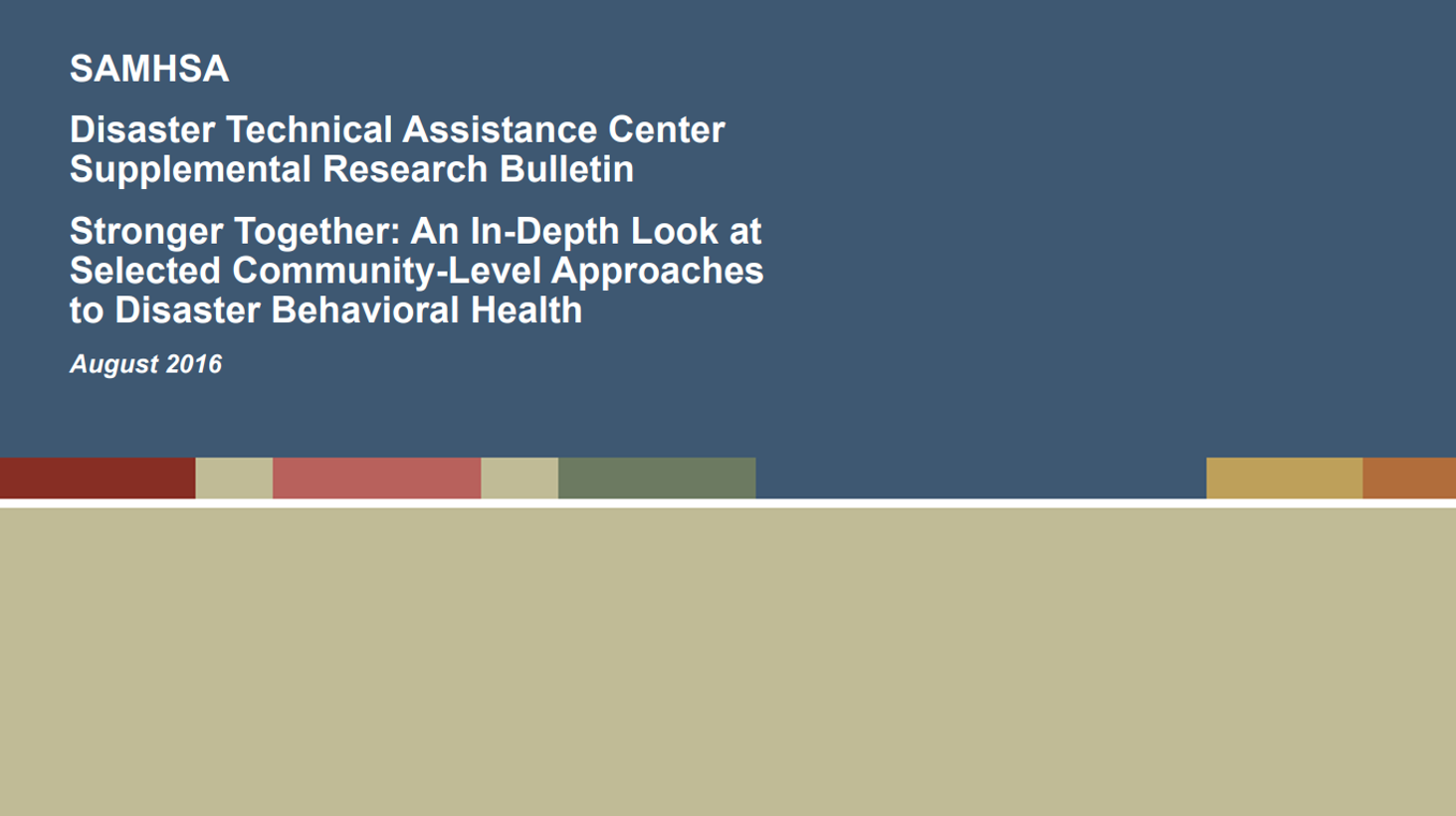 SAMHSA Disaster TA Document Cover