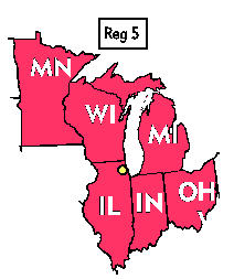 Region 5 includes Illinois, Indiana, Michigan, Minnesota, Ohio, and Wisconsin.