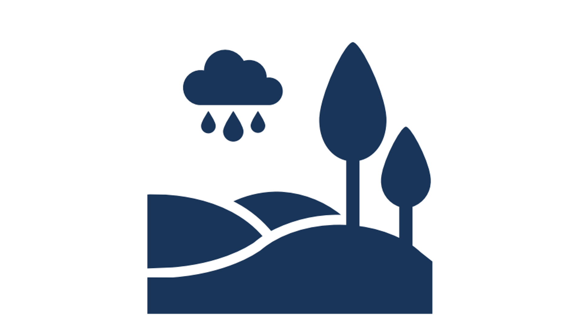 Rain on hilltop with trees graphic