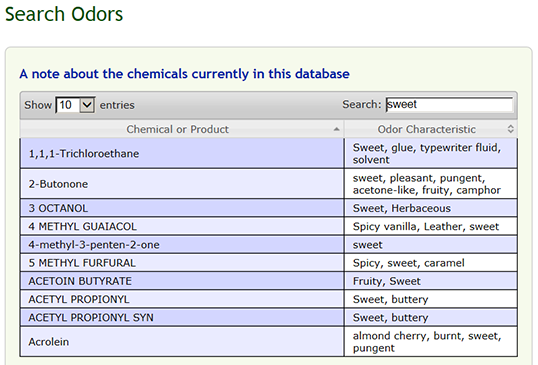 search odors screenshot