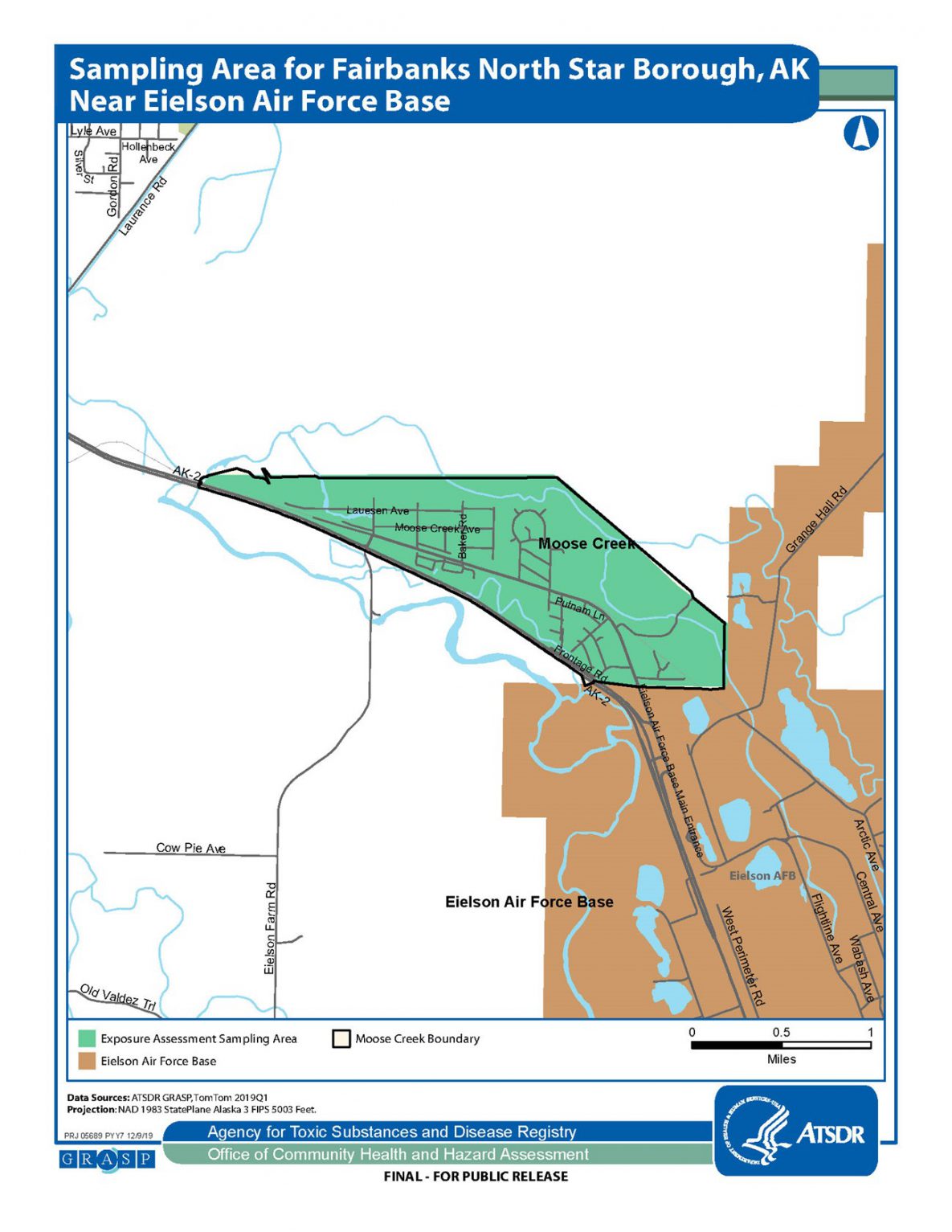 Map of sampling area of Moose Creek, Alaska EA site