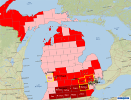 Map of Michigan demonstrating GRASP's geospatial tools. GRASP stands for Geospatial Research, Analysis, and Services Program