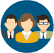 Identify Audience Icon Icon depicting woman and two men