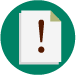 Important message first icon Icon of paper with exclamation point in center.