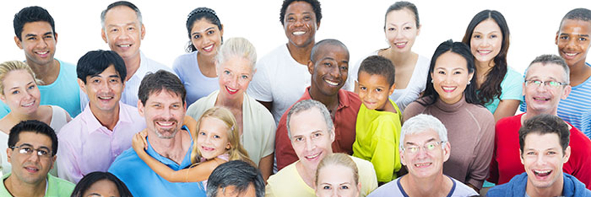 Large Group of Diverse People smiling at the camera