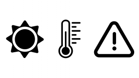 Decorative image displaying icons for heat and health alert system