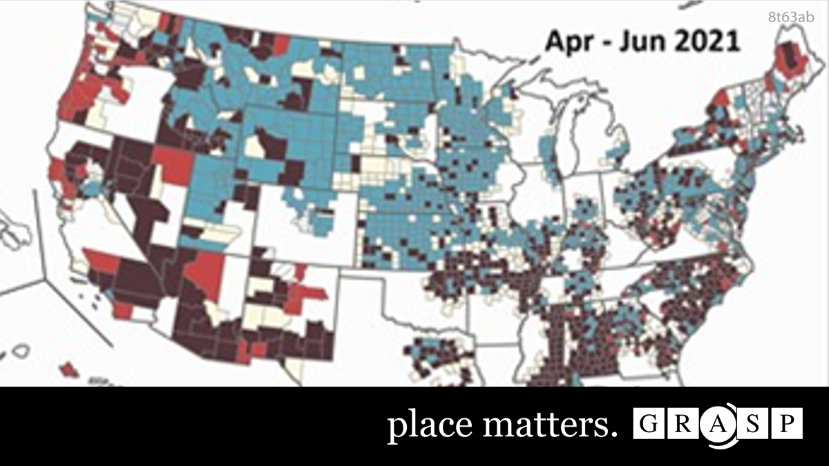 Bivariate choropleth map comparing seroprevalence and social vulnerability.