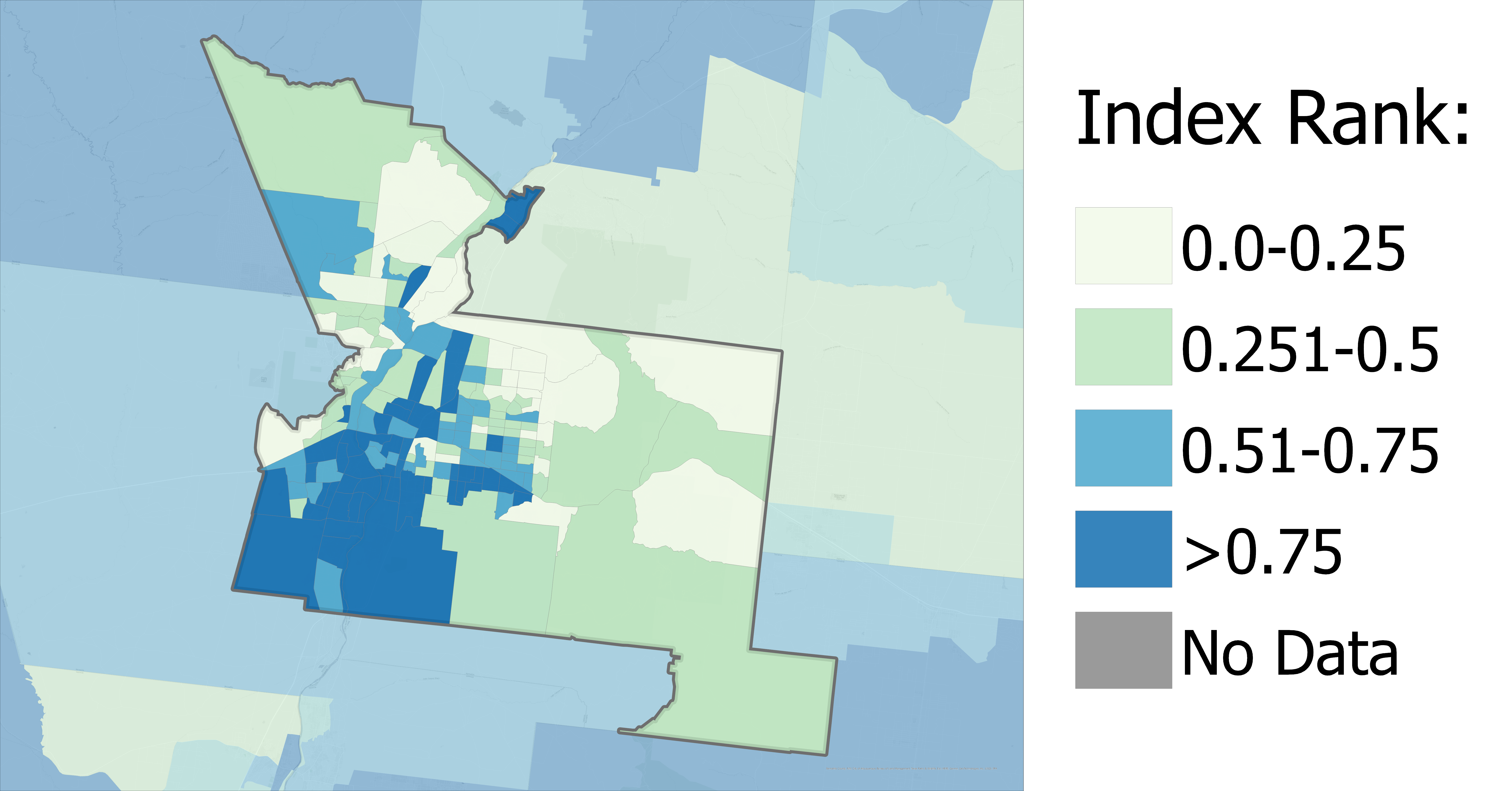 Decorative image of choropleth map with percentiles ranks on the right