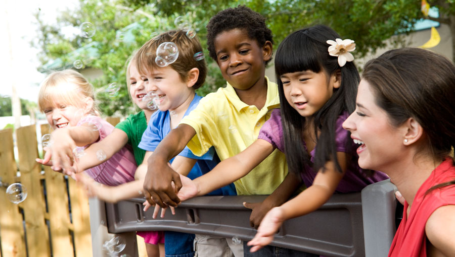 children playing and smiling