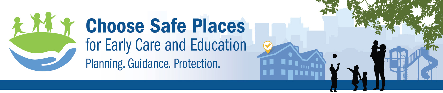 CSPECE logo with an illustration of a mother and kids in a playground setting.