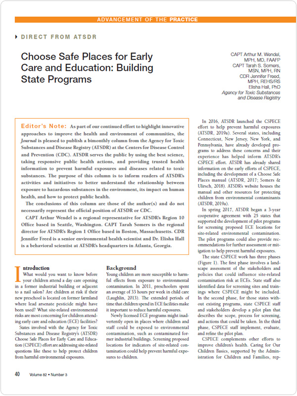 Choose Safe Places for Early Care and Education: Building State Programs screen shot of the first page of the PDF for Choose Safe Places for Early Care and Education: Building State Programs