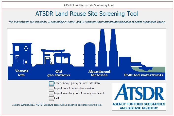 ATSDR Land Resue site screeing tool